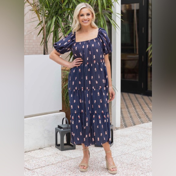Jacque the Label Midi Dress - Navy - M - NWT - Picture 1 of 10